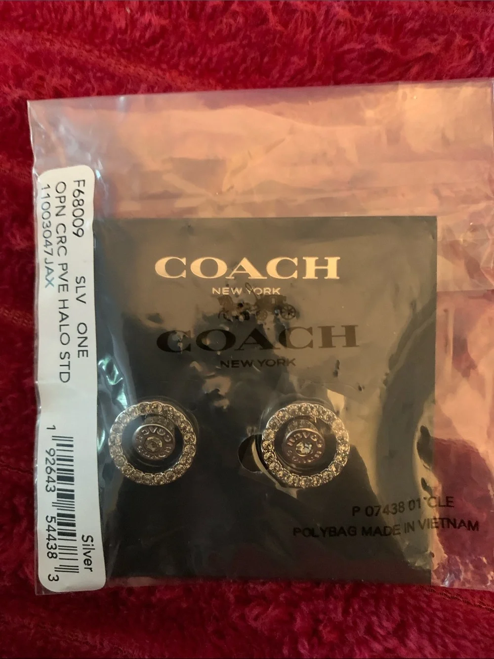 Coach Crystal Circle Logo Stud Earrings in Silver - Picture 5 of 5